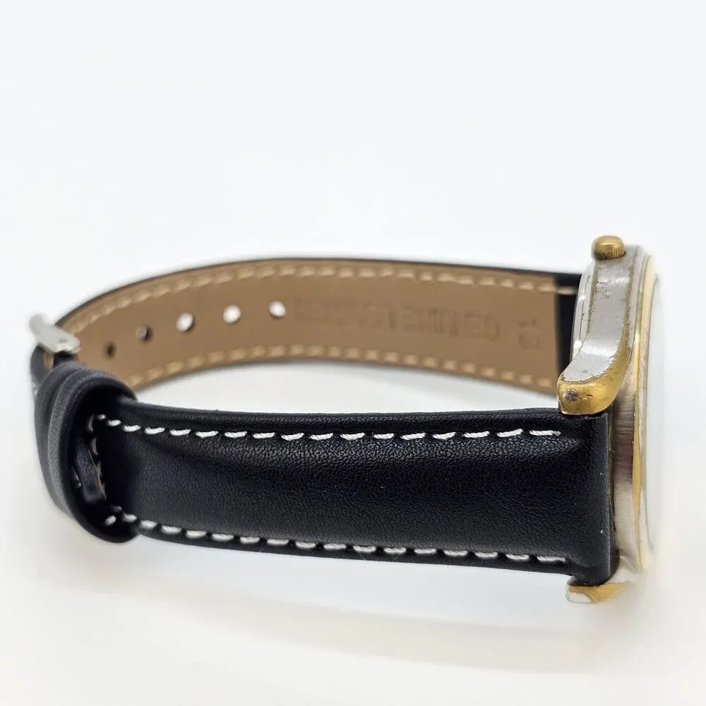 VTG Pulsar Men Watch 38MM Black Dial Dial Day Date New Leather Band New‎ Battery